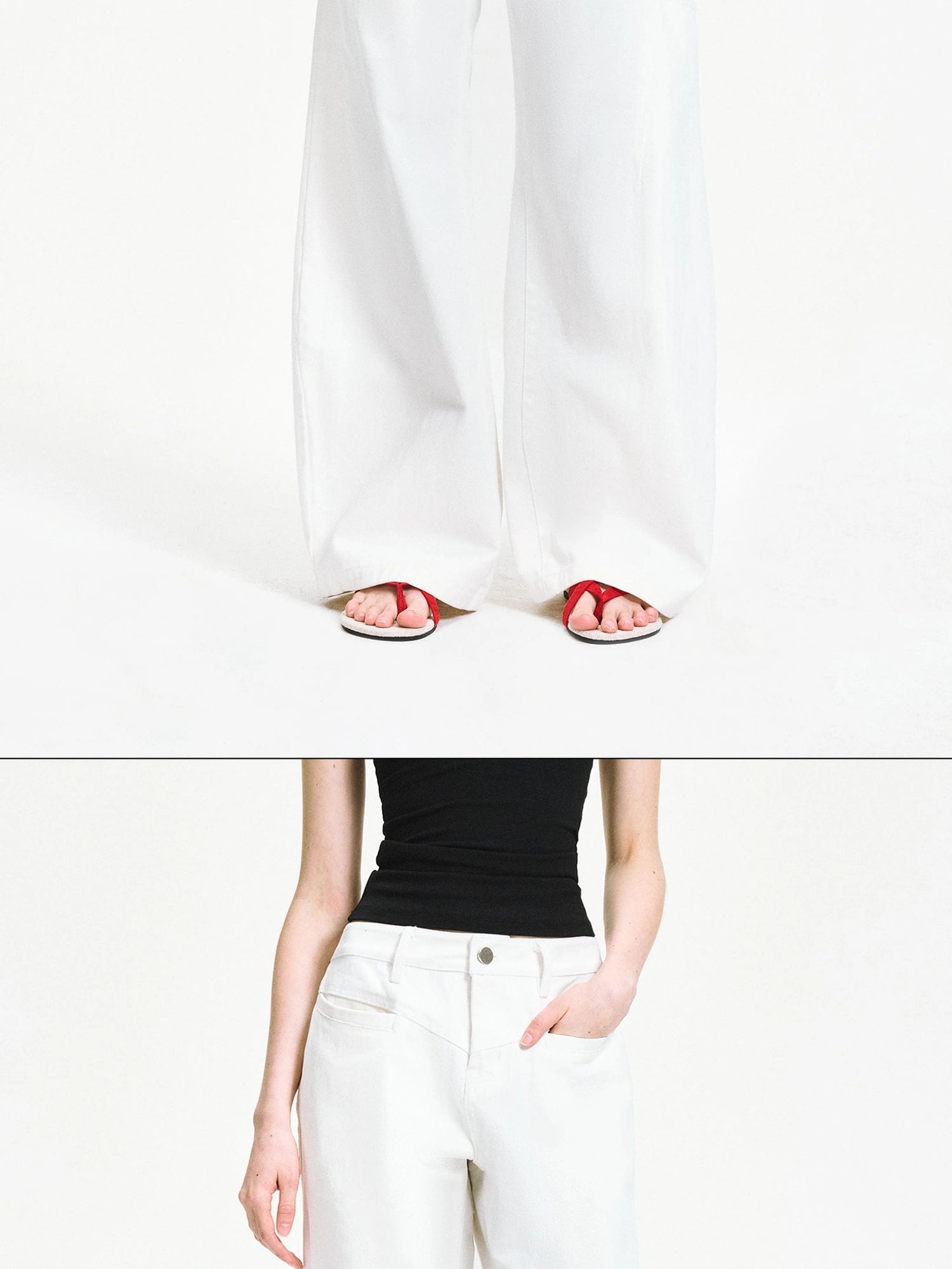 kvkv Curved Hem Washed Wide Leg Trousers
