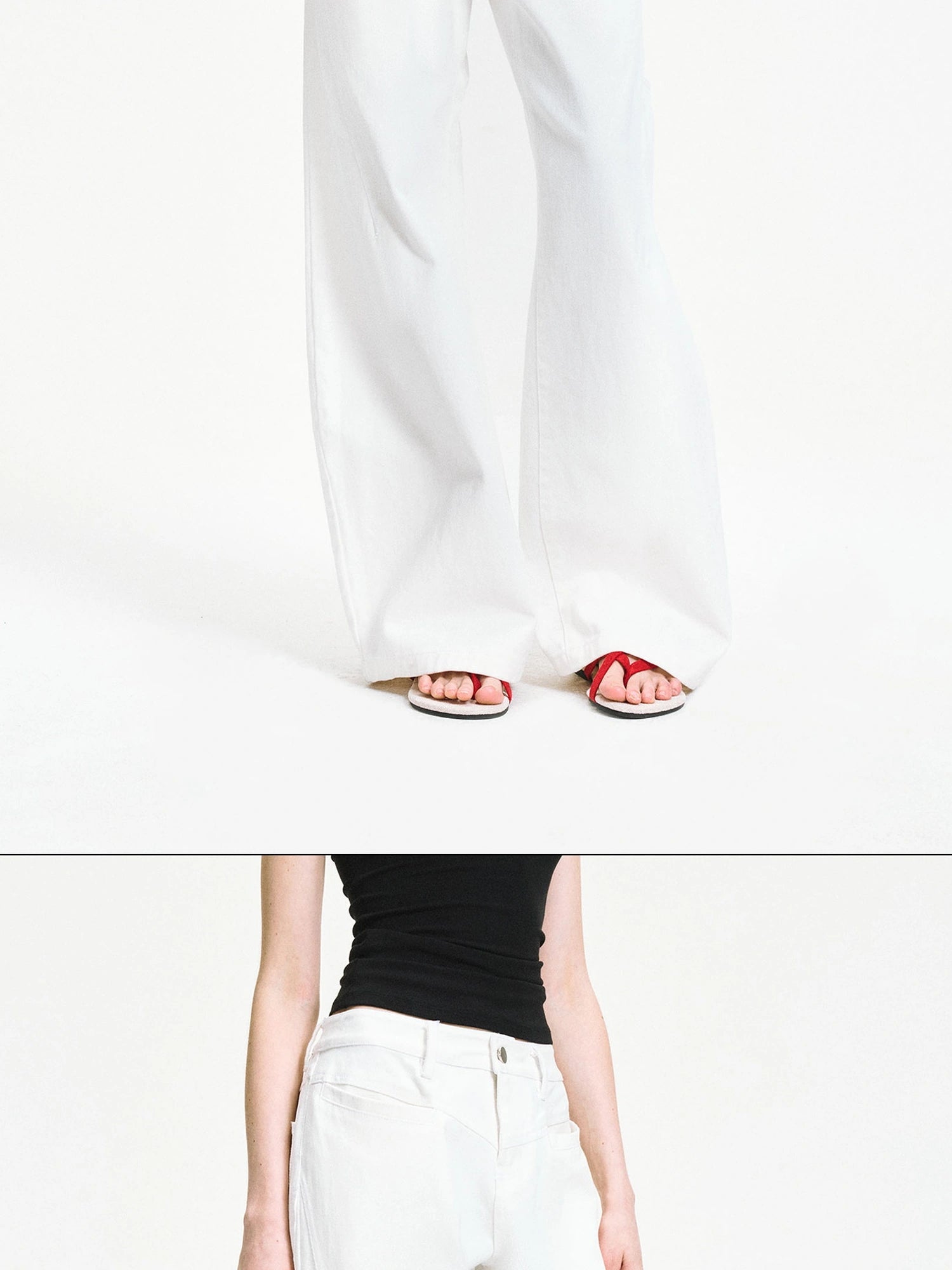 kvkv Curved Hem Washed Wide Leg Trousers