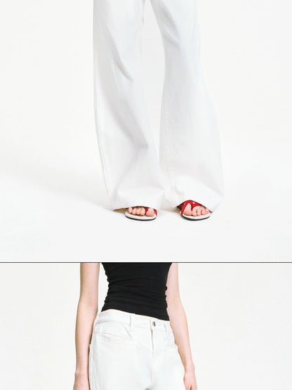 kvkv Curved Hem Washed Wide Leg Trousers