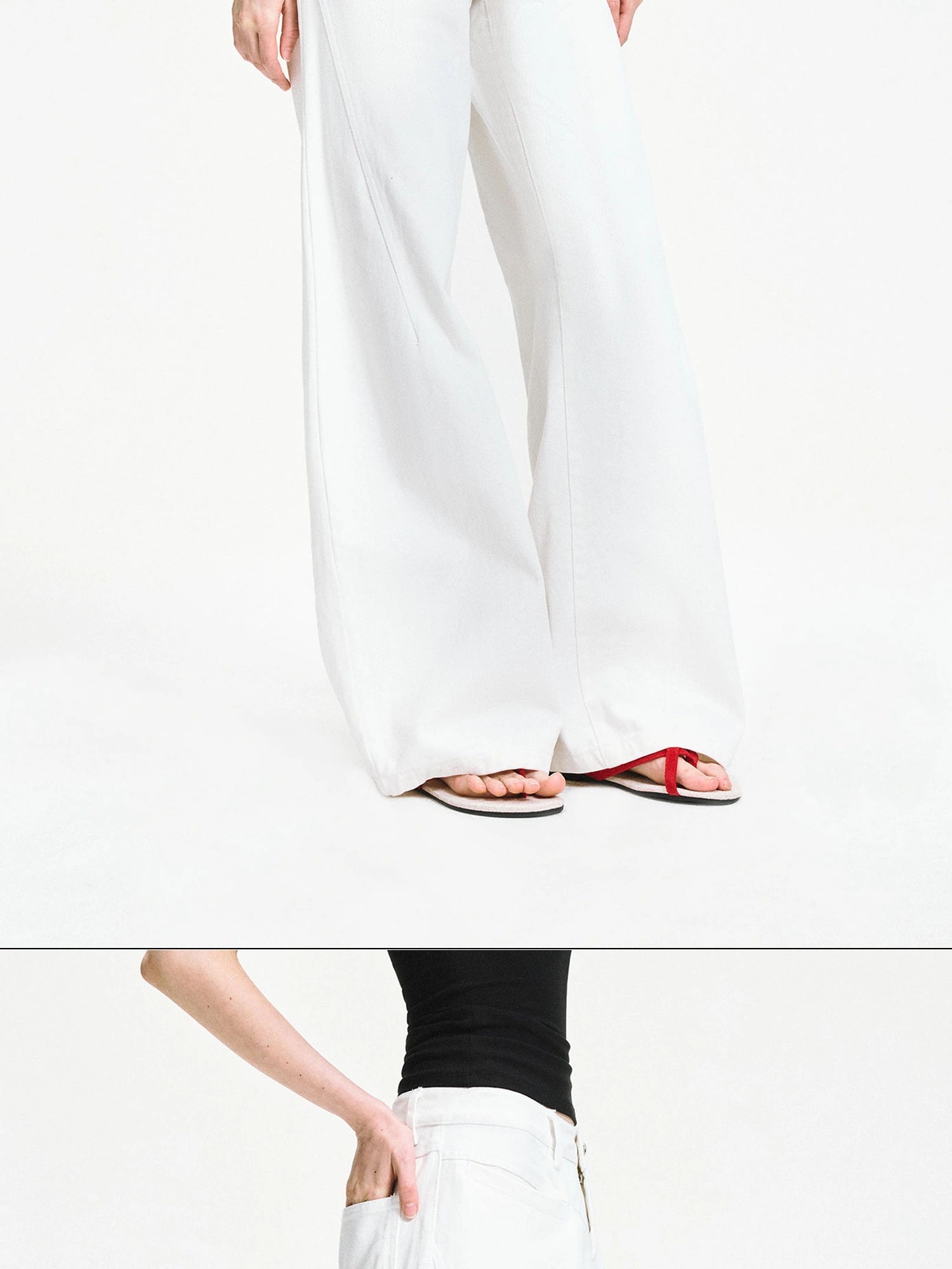 kvkv Curved Hem Washed Wide Leg Trousers