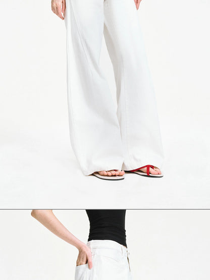 kvkv Curved Hem Washed Wide Leg Trousers