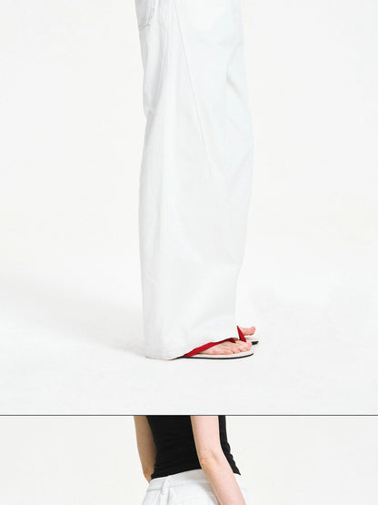 kvkv Curved Hem Washed Wide Leg Trousers
