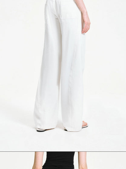kvkv Curved Hem Washed Wide Leg Trousers