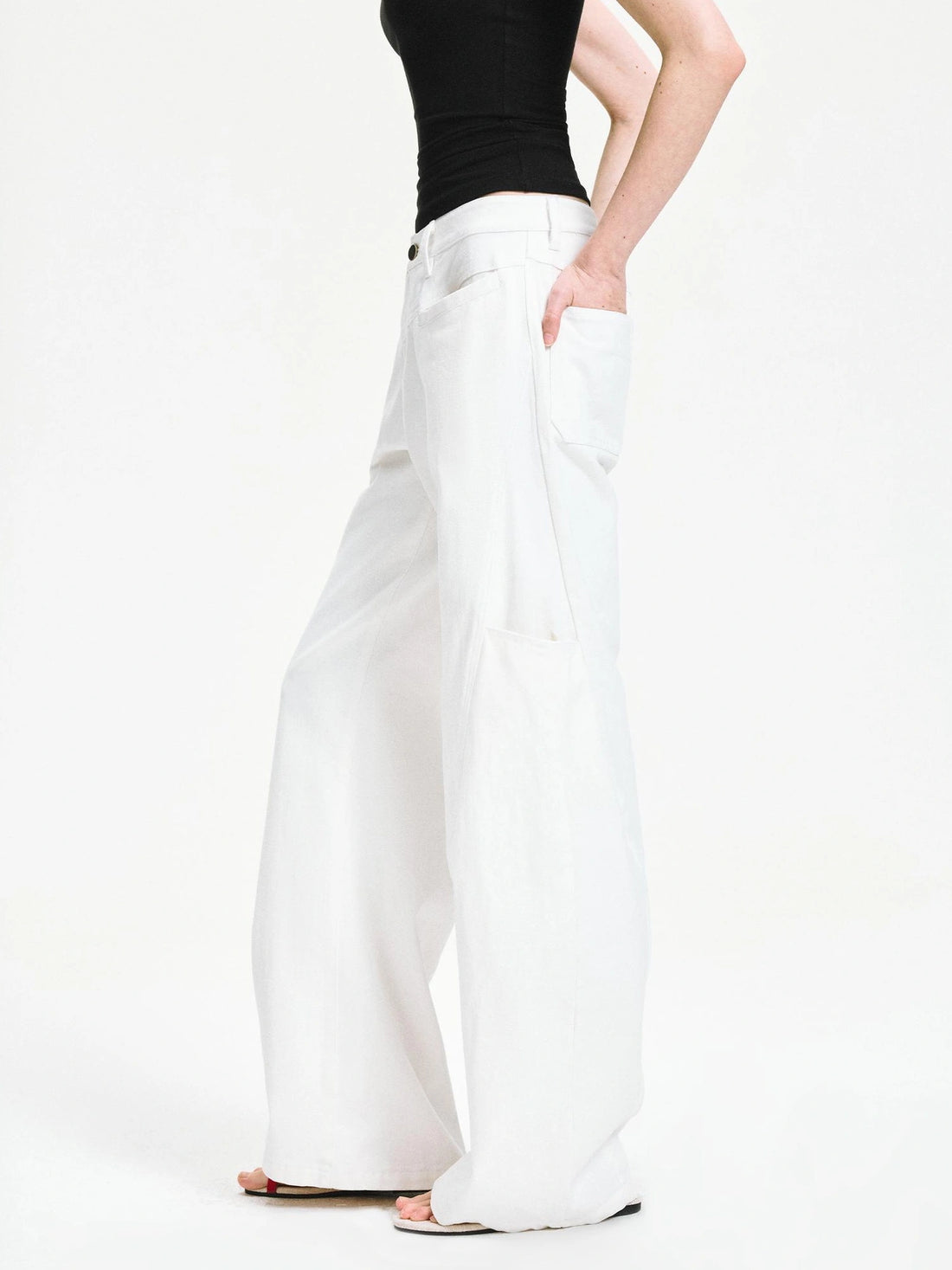 kvkv Curved Hem Washed Wide Leg Trousers