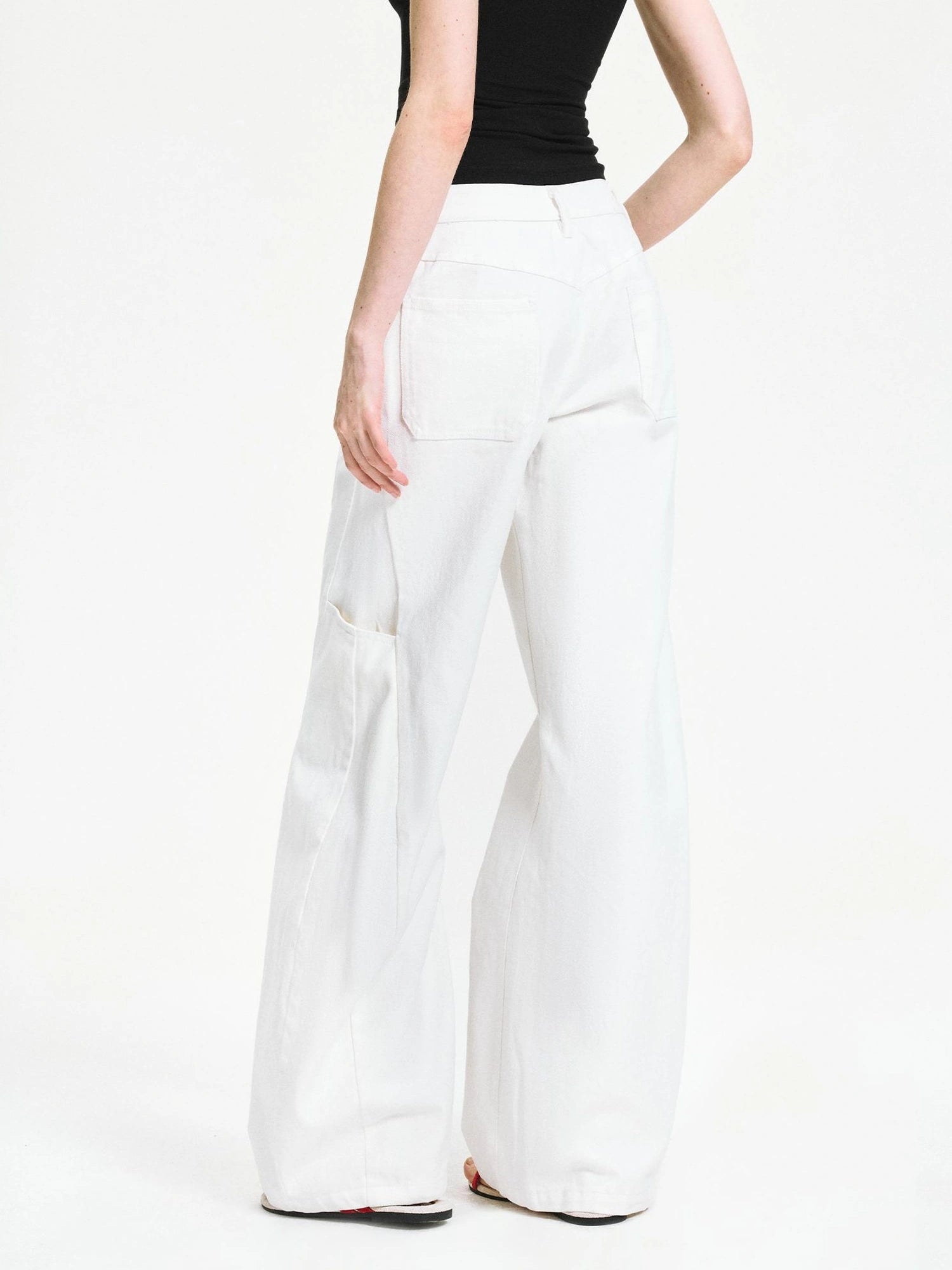 kvkv Curved Hem Washed Wide Leg Trousers