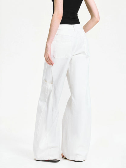 kvkv Curved Hem Washed Wide Leg Trousers