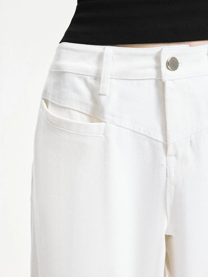 kvkv Curved Hem Washed Wide Leg Trousers