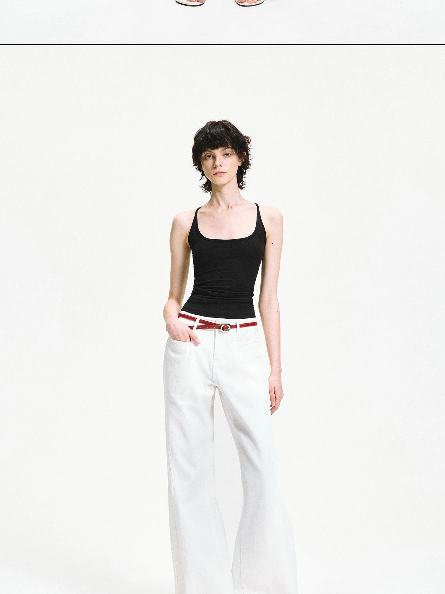 kvkv Curved Hem Washed Wide Leg Trousers