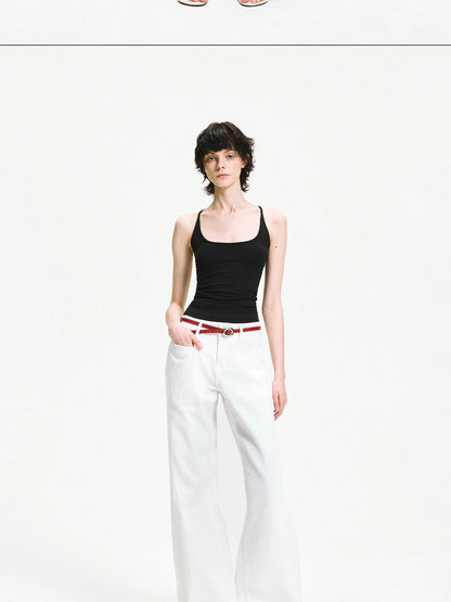 kvkv Curved Hem Washed Wide Leg Trousers