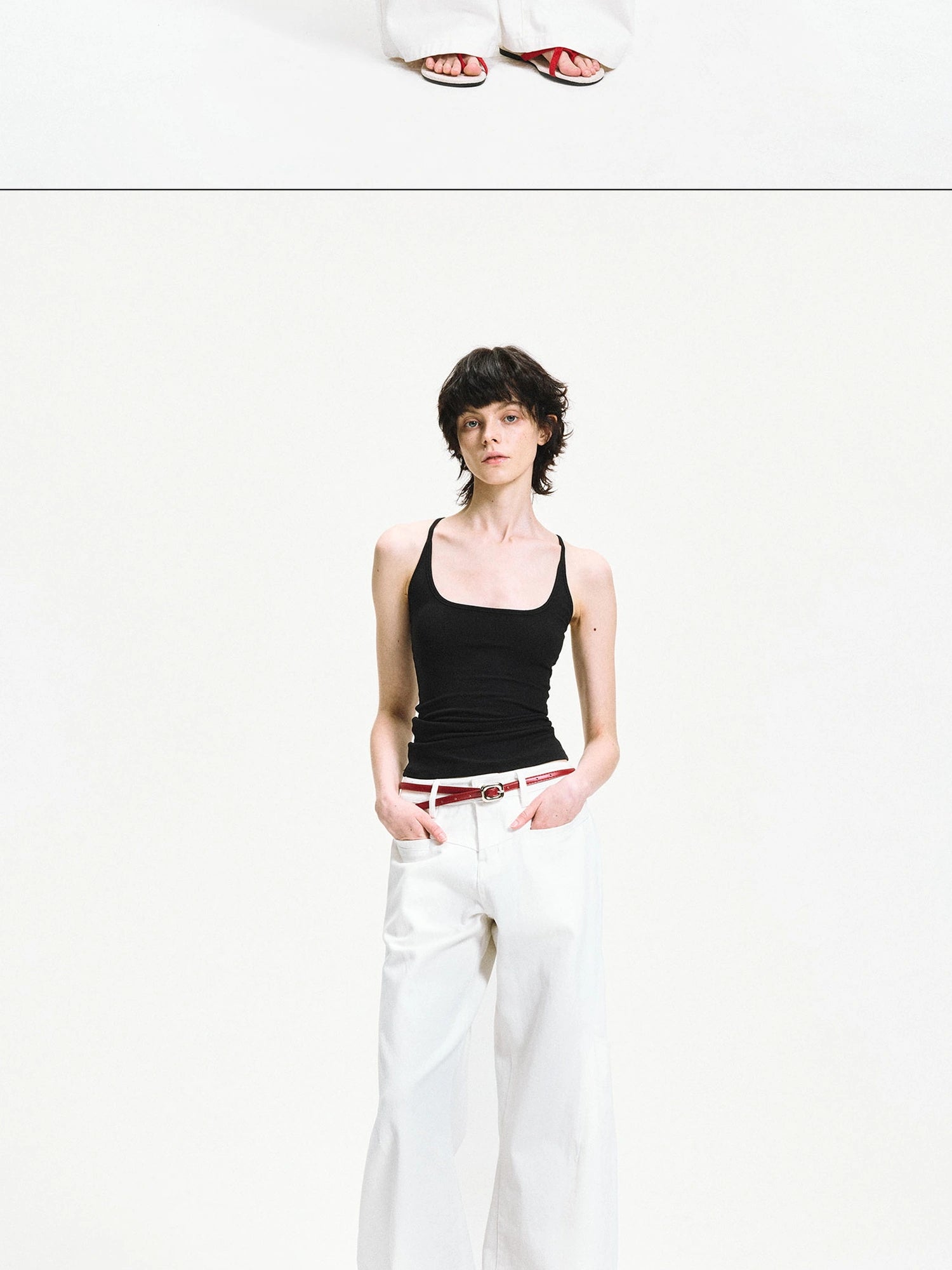 kvkv Curved Hem Washed Wide Leg Trousers