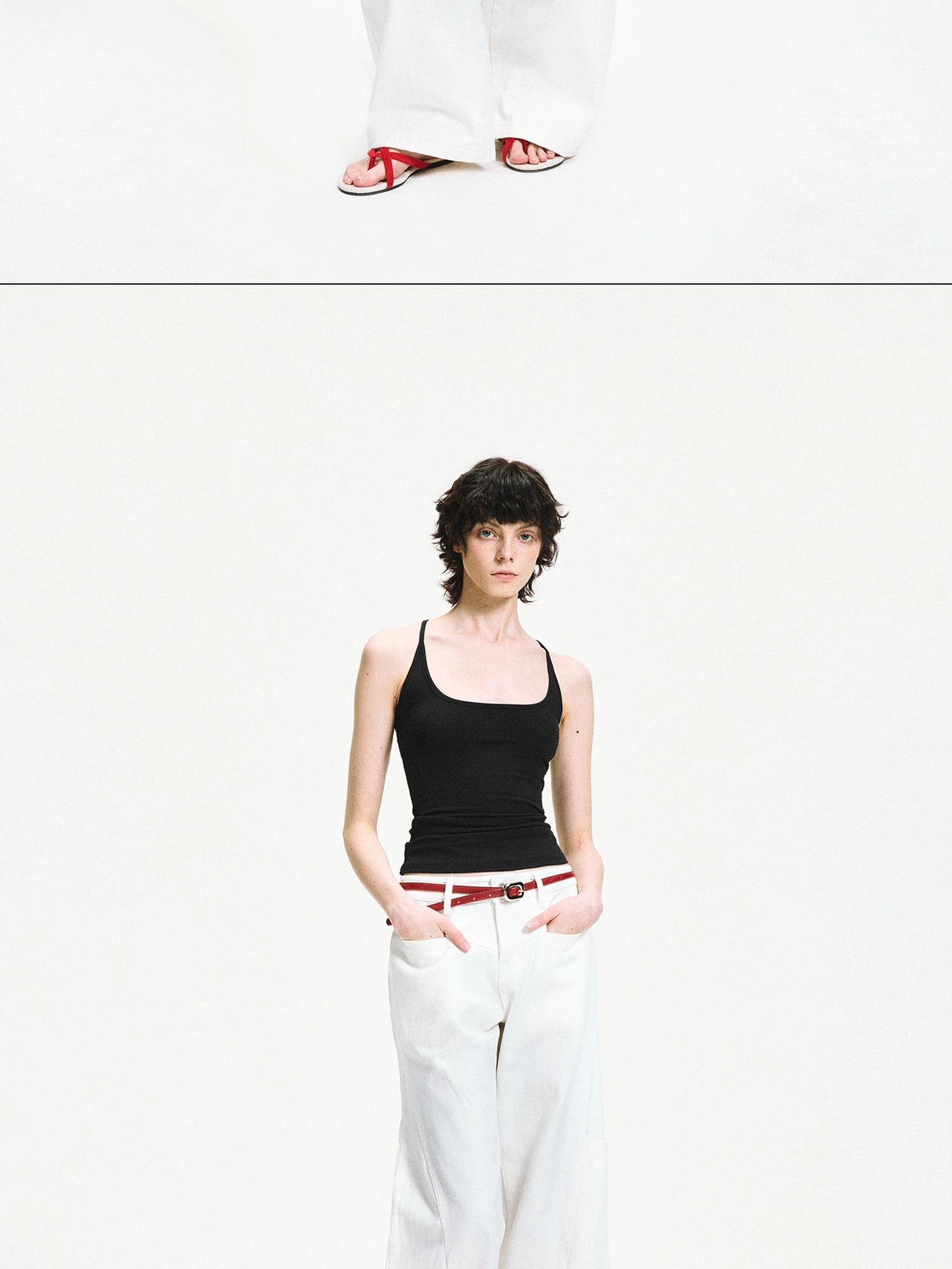 kvkv Curved Hem Washed Wide Leg Trousers
