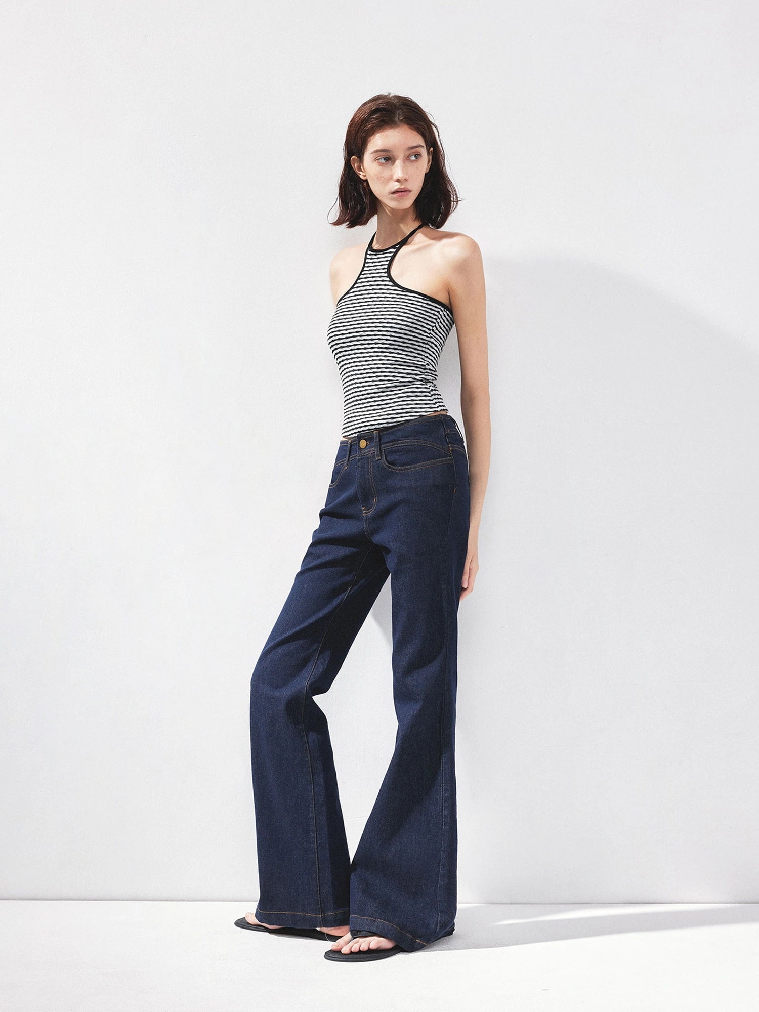 kvkv Curved Waist Bootcut Denim Trousers