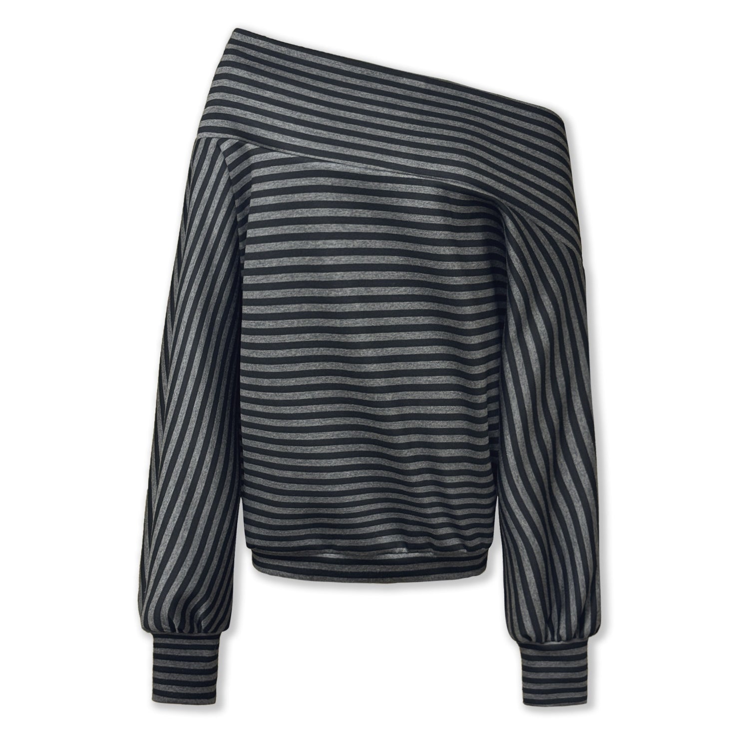 kvkv_Dark_Gray_Stripe_Asymmetrical_Button_Oversized_Women&