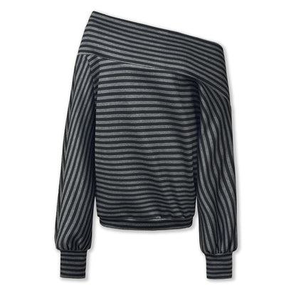 kvkv_Dark_Gray_Stripe_Asymmetrical_Button_Oversized_Women&