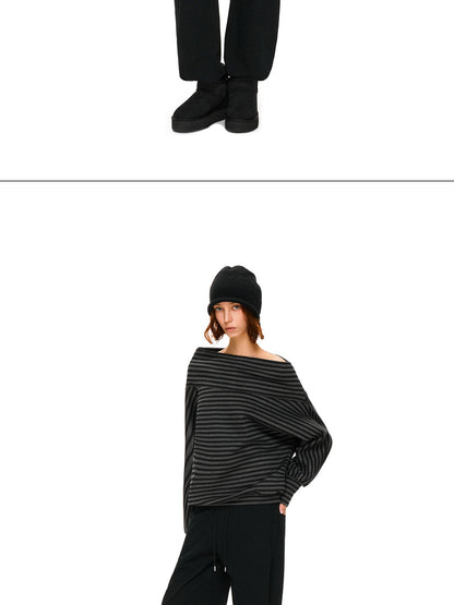 kvkv Dark Gray Stripe Asymmetrical Button Oversized Women&