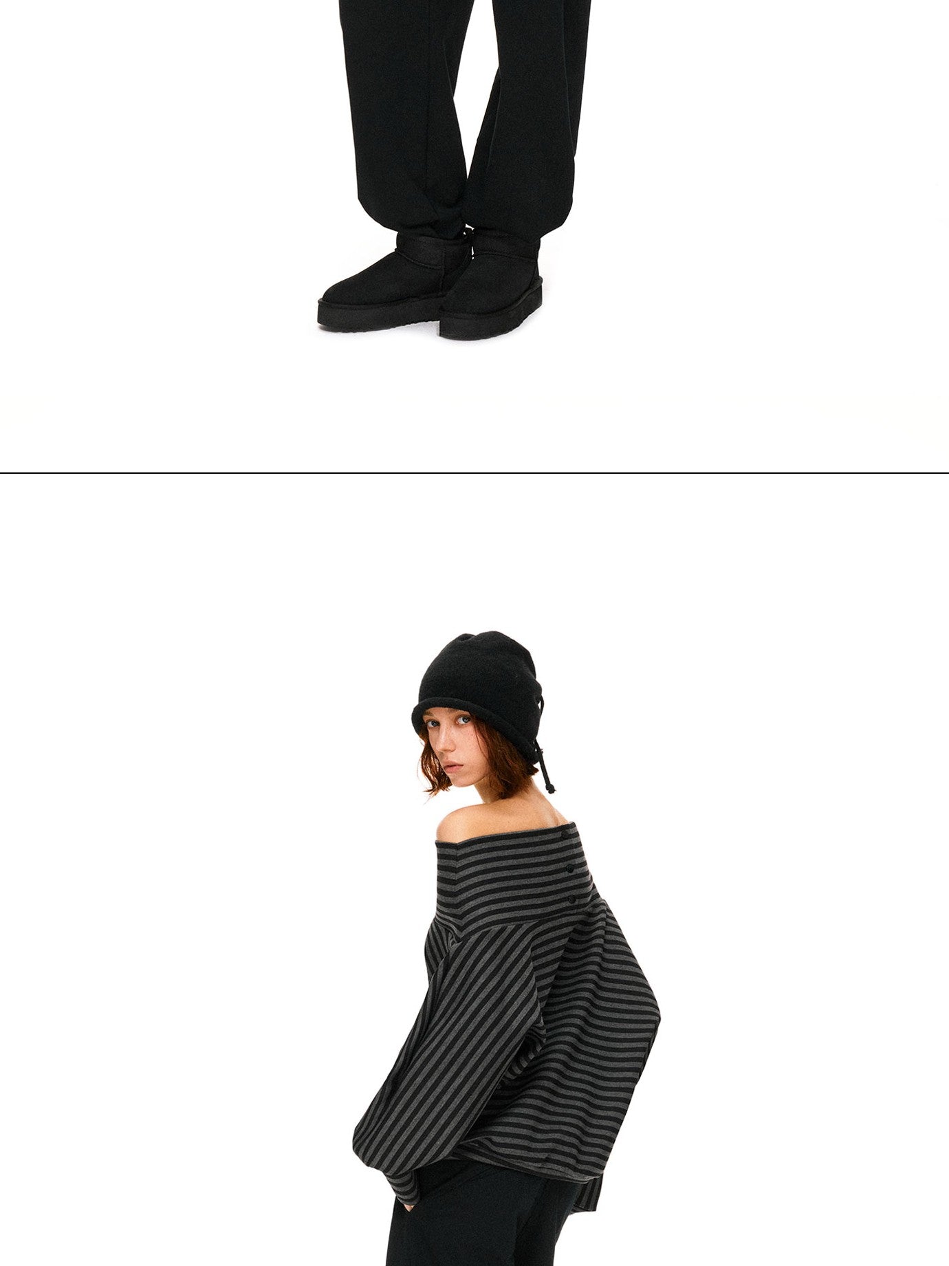 kvkv Dark Gray Stripe Asymmetrical Button Oversized Women&