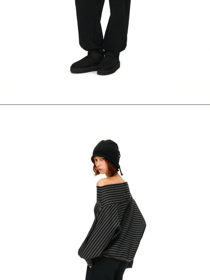 kvkv Dark Gray Stripe Asymmetrical Button Oversized Women&