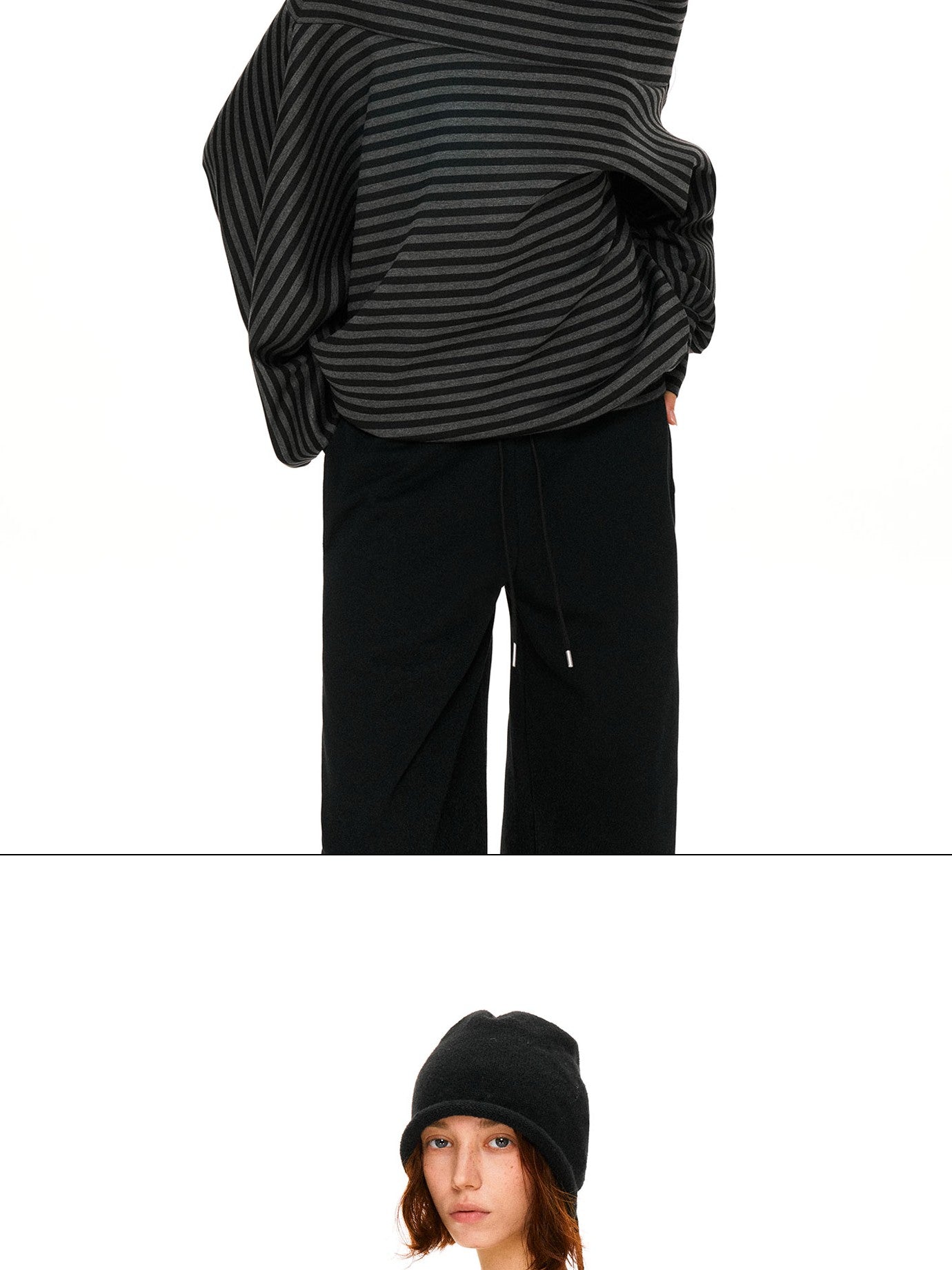 kvkv Dark Gray Stripe Asymmetrical Button Oversized Women&
