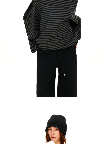 kvkv Dark Gray Stripe Asymmetrical Button Oversized Women&