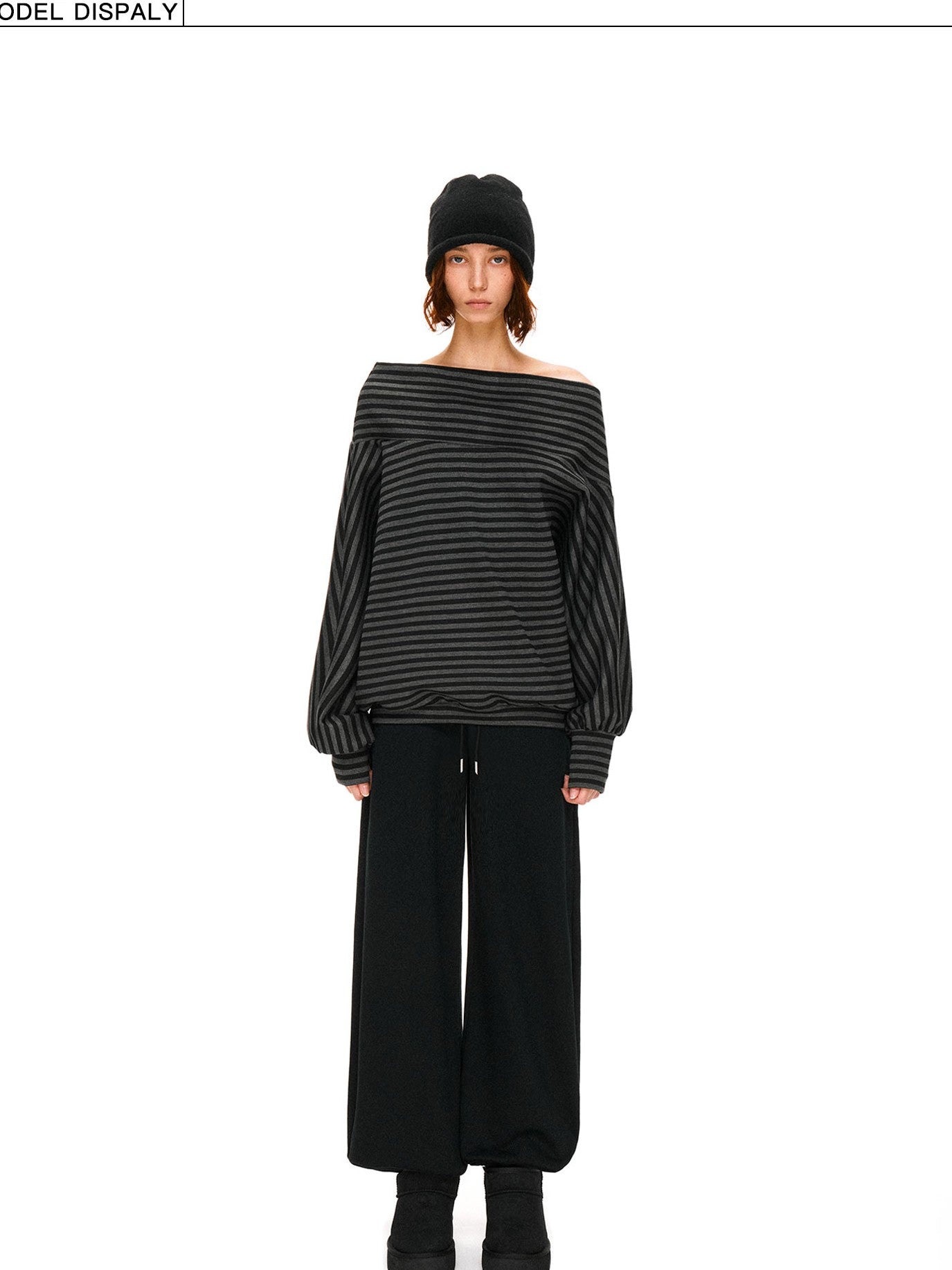 kvkv Dark Gray Stripe Asymmetrical Button Oversized Women&