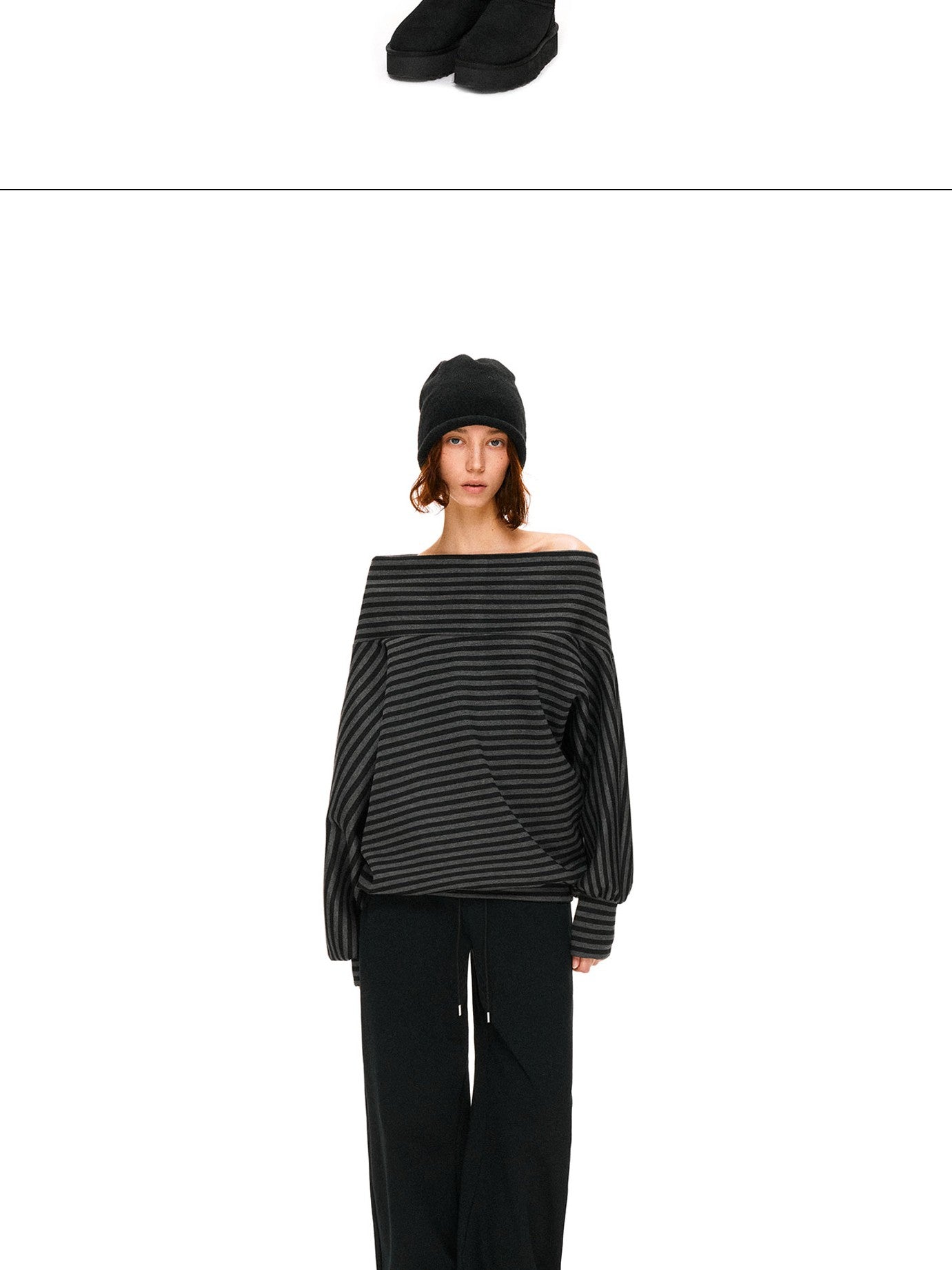 kvkv Dark Gray Stripe Asymmetrical Button Oversized Women&