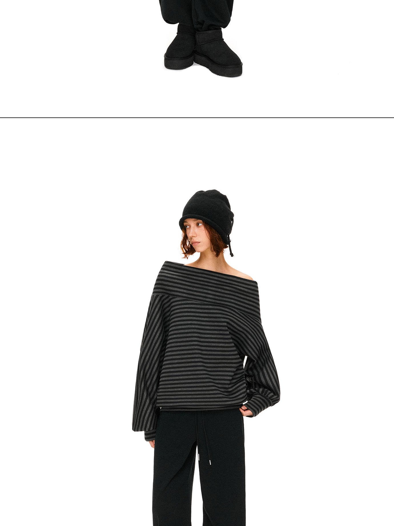 kvkv Dark Gray Stripe Asymmetrical Button Oversized Women&
