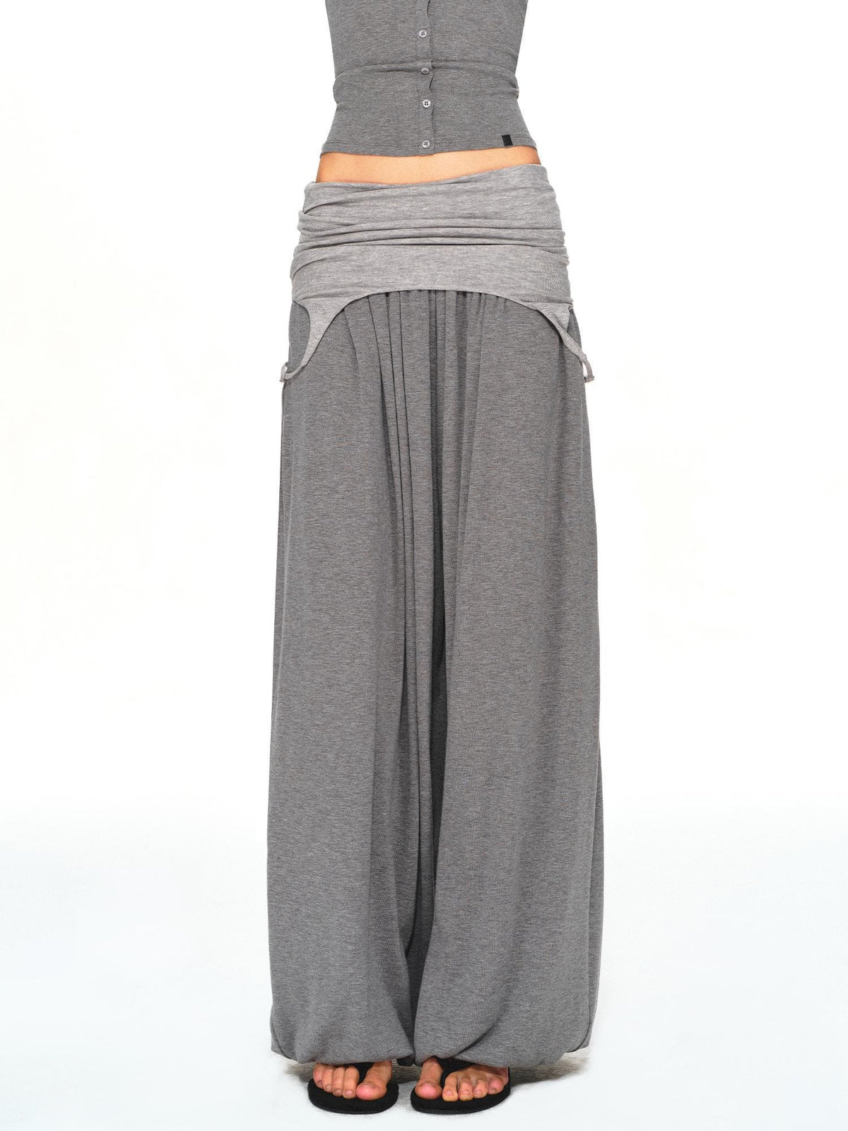 kvkv Dark Grey Convertible Strap Flip Waist Drape Women&