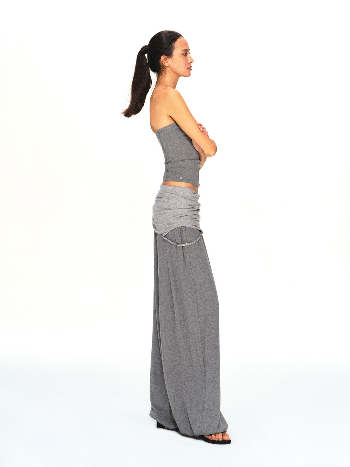 kvkv Dark Grey Convertible Strap Flip Waist Drape Women&