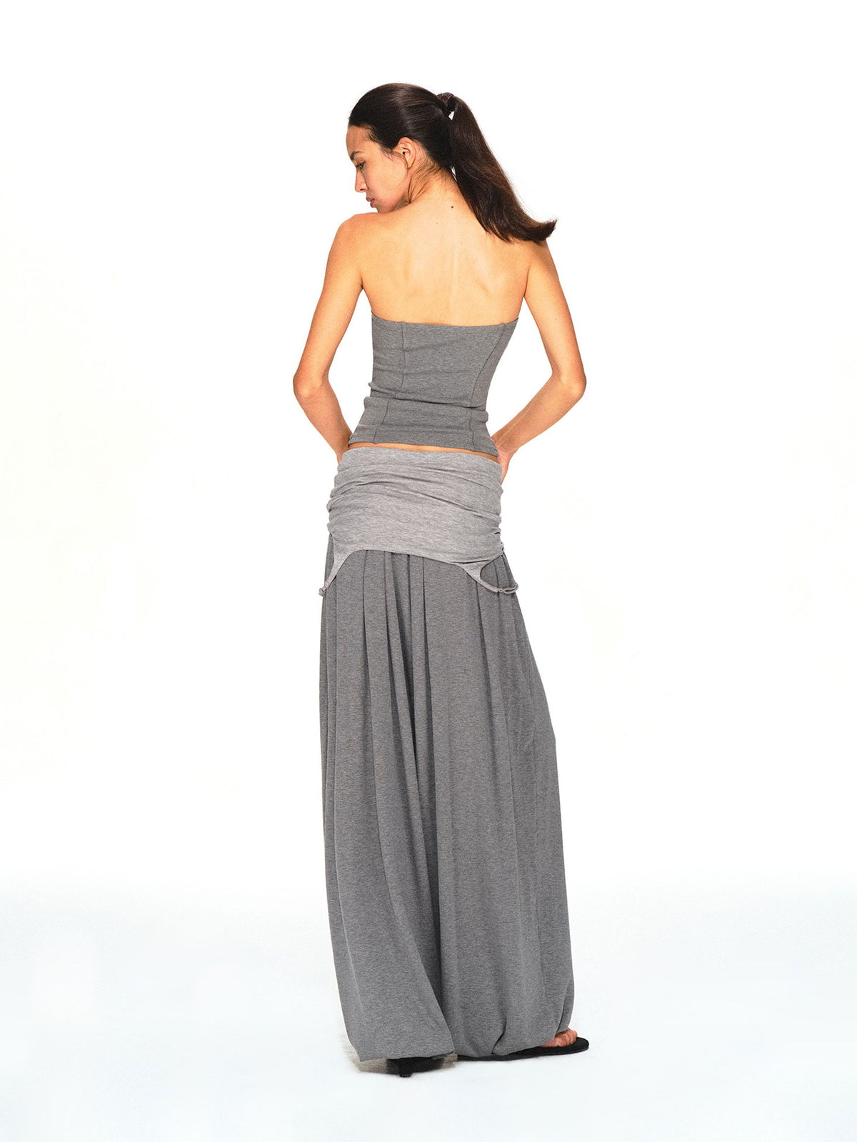 kvkv Dark Grey Convertible Strap Flip Waist Drape Women&