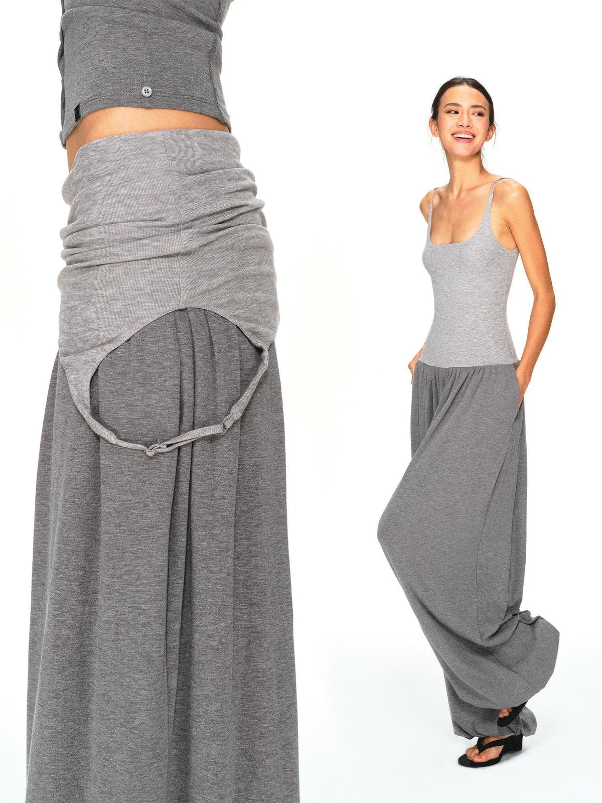kvkv Dark Grey Convertible Strap Flip Waist Drape Women&