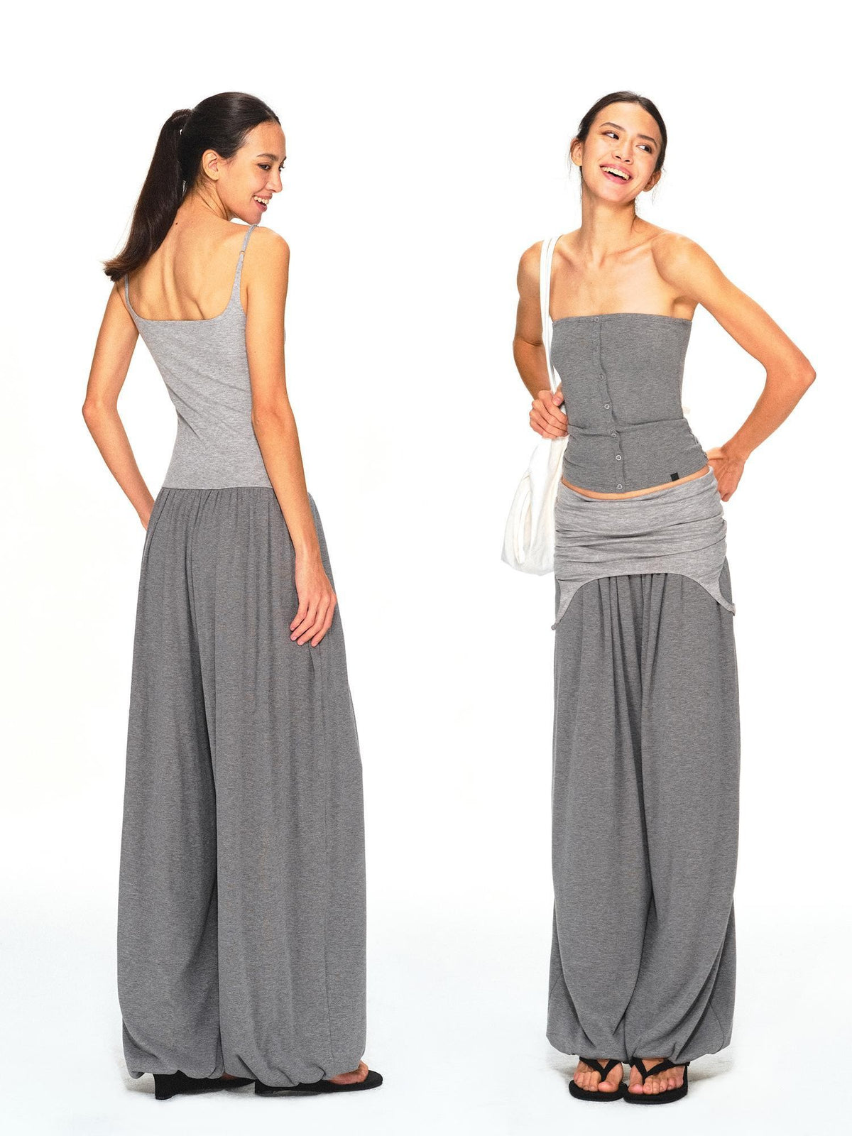 kvkv Dark Grey Convertible Strap Flip Waist Drape Women&