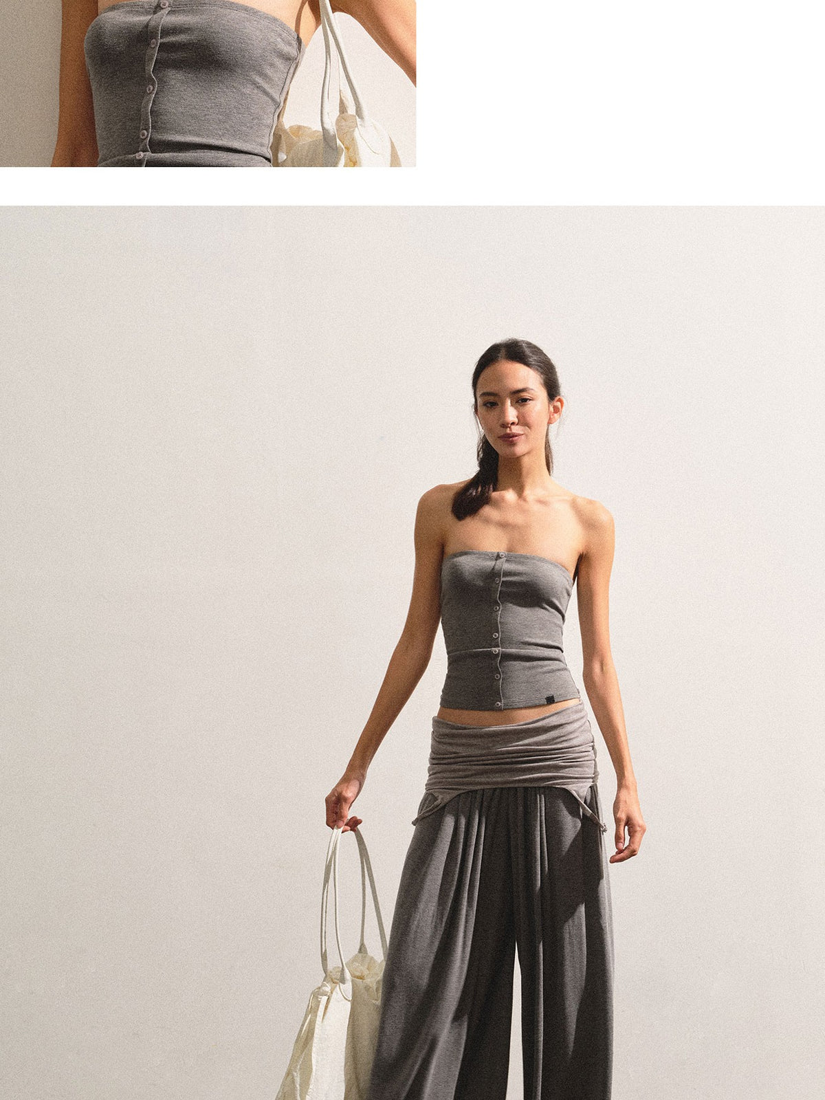 kvkv Dark Grey Convertible Strap Flip Waist Drape Women&