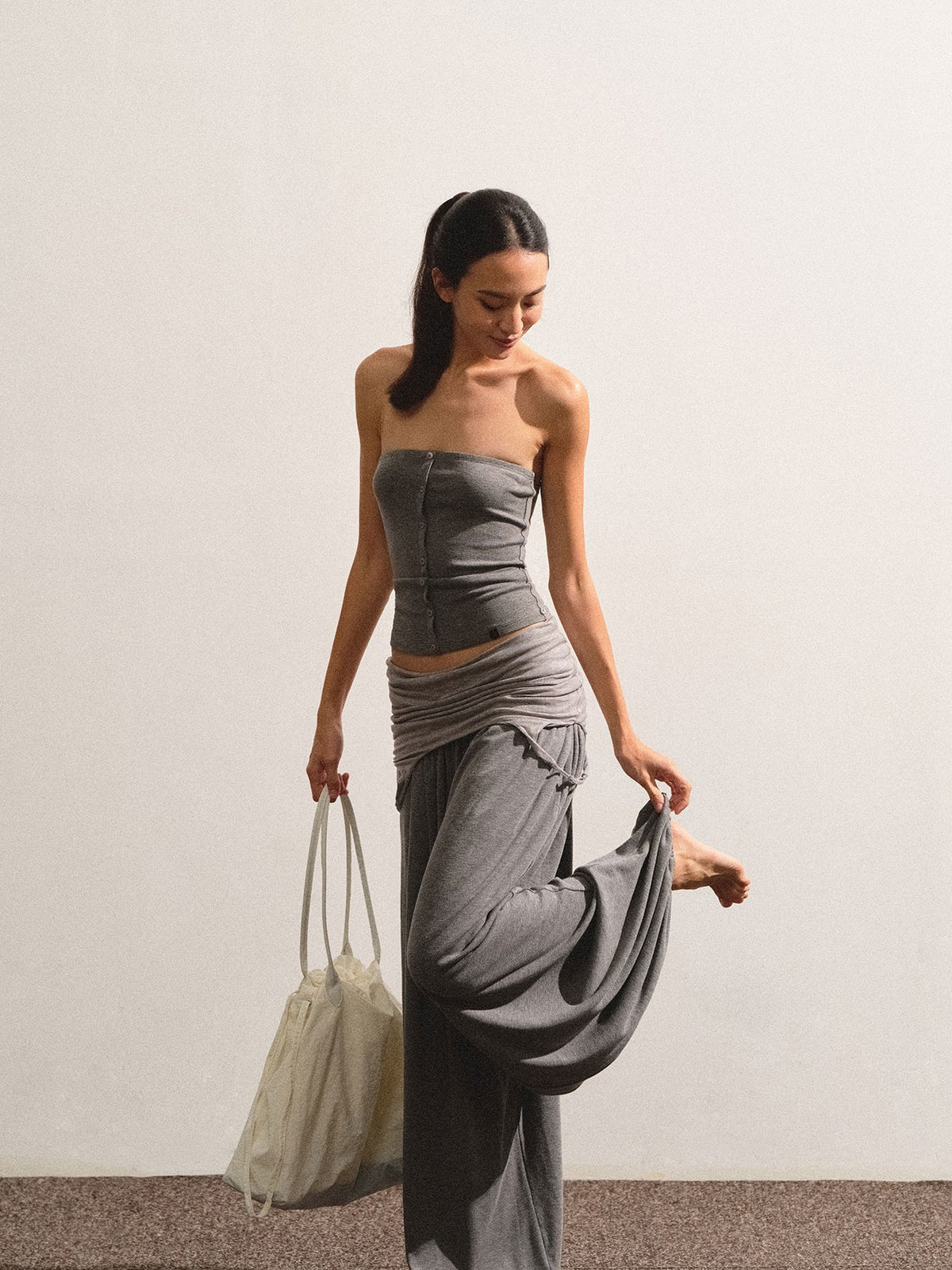 kvkv Dark Grey Convertible Strap Flip Waist Drape Women&