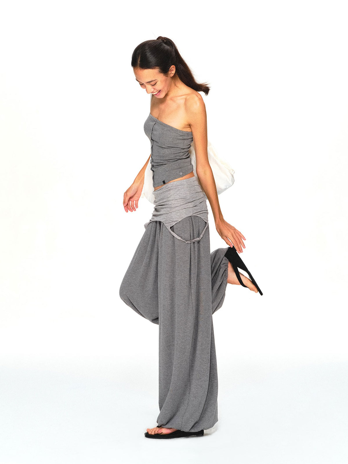 kvkv Dark Grey Convertible Strap Flip Waist Drape Women&