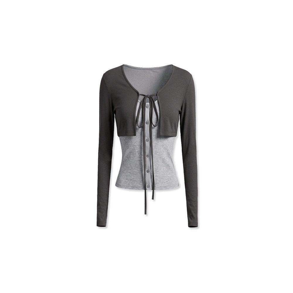 kvkv_Dark_Grey_Knit_Color_Block_Lace_Up_Women&