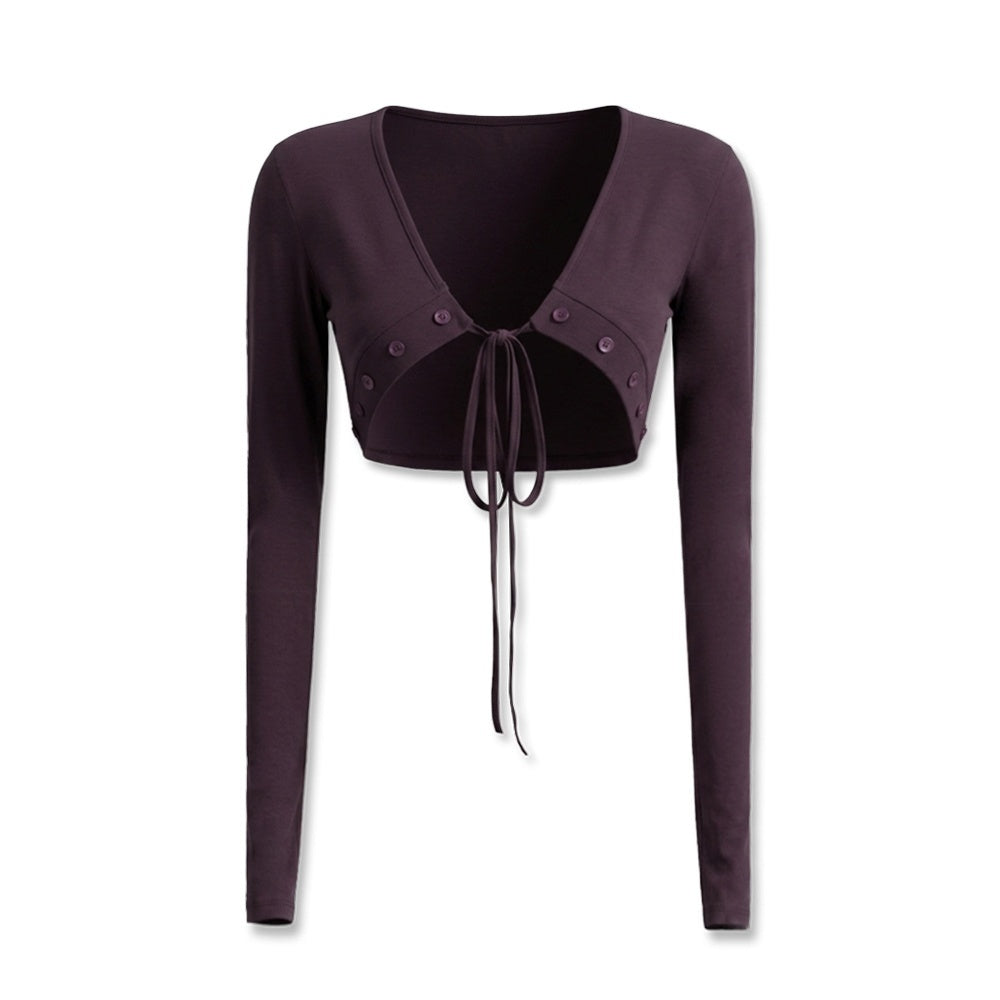 kvkv_Dark_Purple_Floral_Knit_Button_Lace_Up_Women&