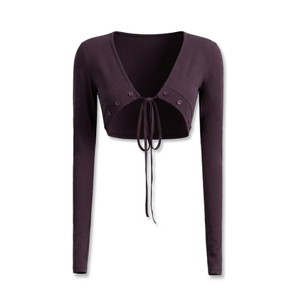 kvkv_Dark_Purple_Floral_Knit_Button_Lace_Up_Women&