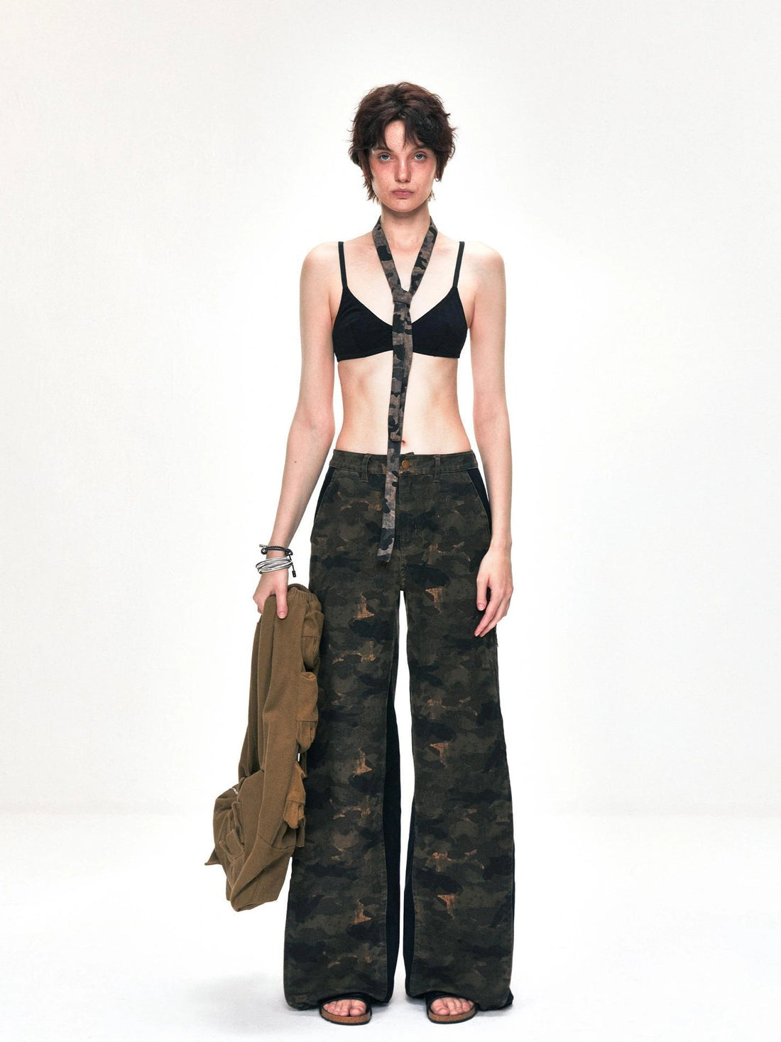 kvkv Deconstructed Camo Cargo Pants With Adjustable Zip