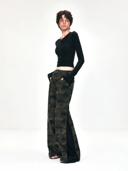 kvkv Deconstructed Camo Cargo Pants With Adjustable Zip