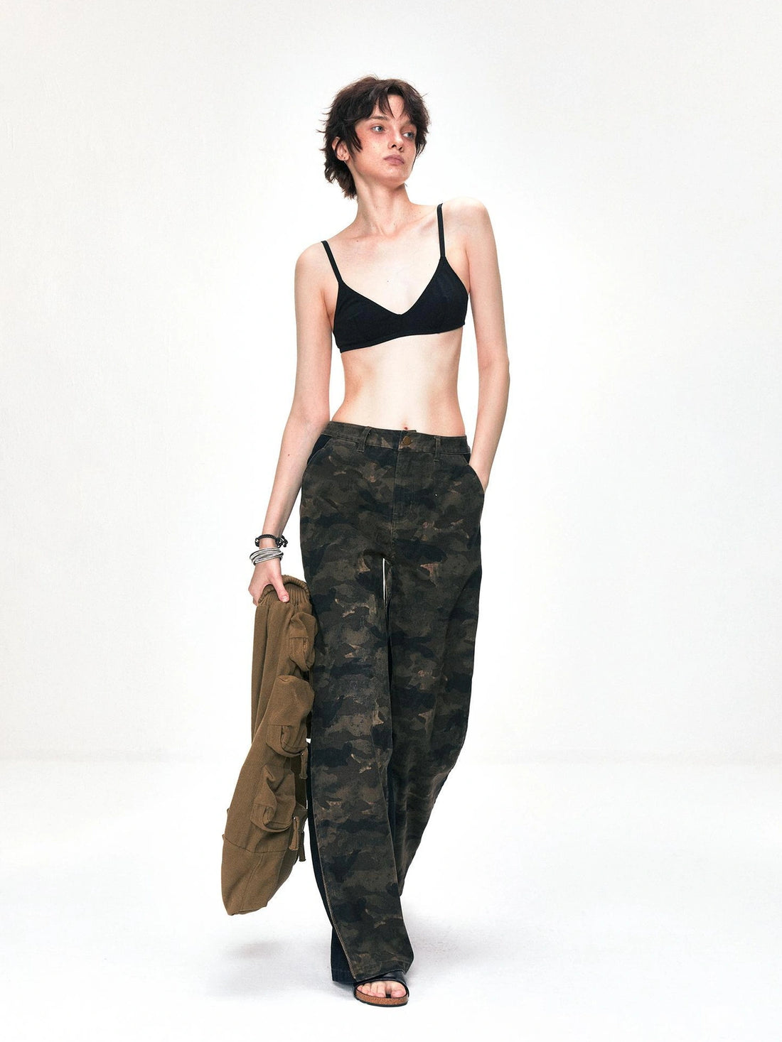 kvkv Deconstructed Camo Cargo Pants With Adjustable Zip