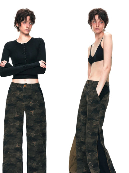 kvkv Deconstructed Camo Cargo Pants With Adjustable Zip