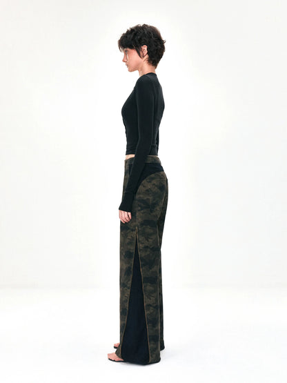 kvkv Deconstructed Camo Cargo Pants With Adjustable Zip
