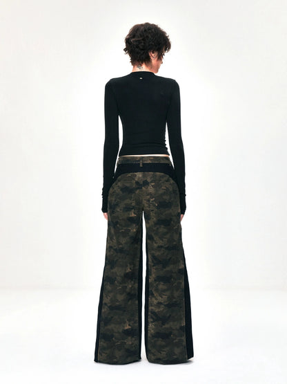 kvkv Deconstructed Camo Cargo Pants With Adjustable Zip
