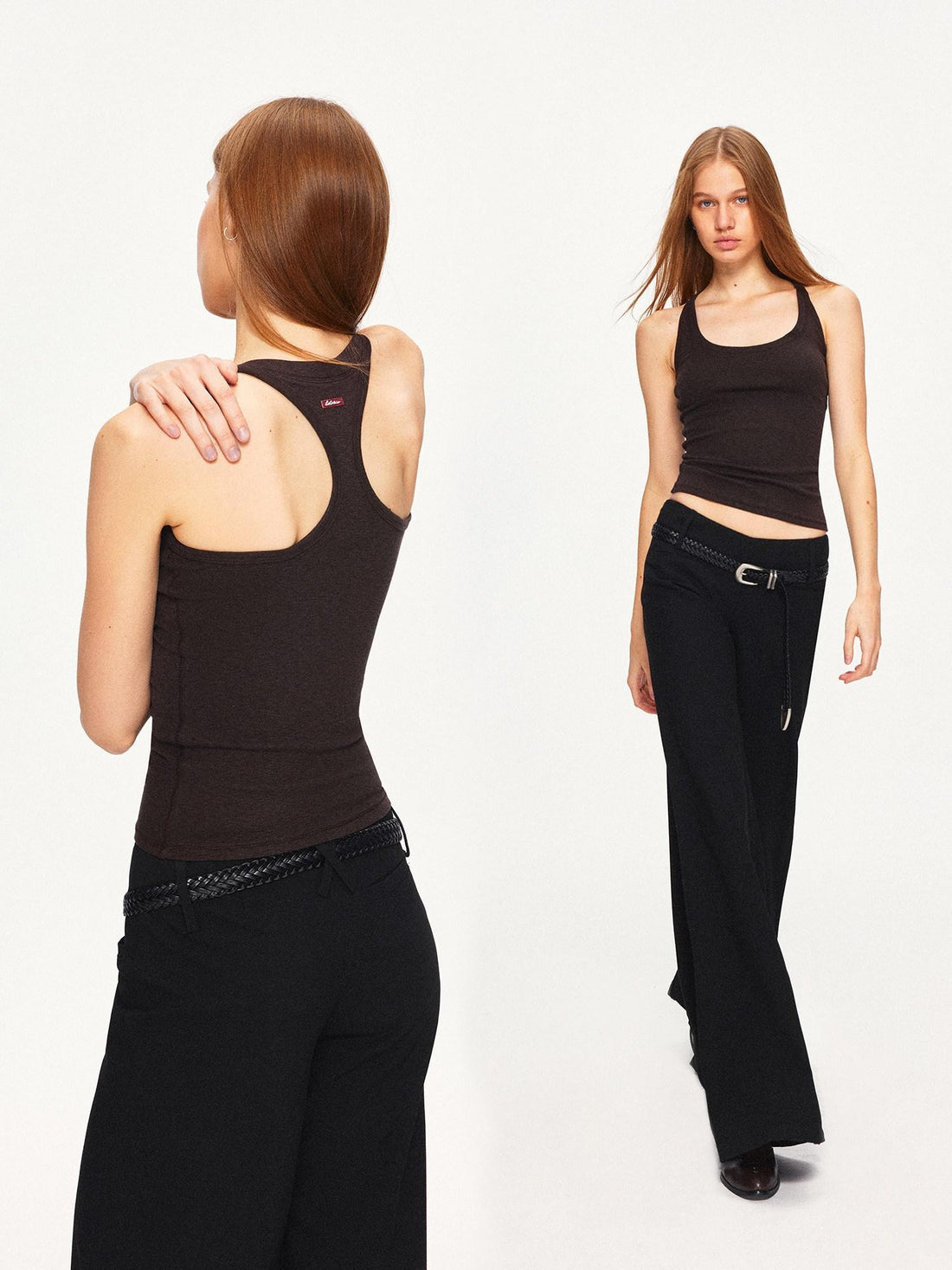 kvkv Deep Brown U Neck Racerback Women&