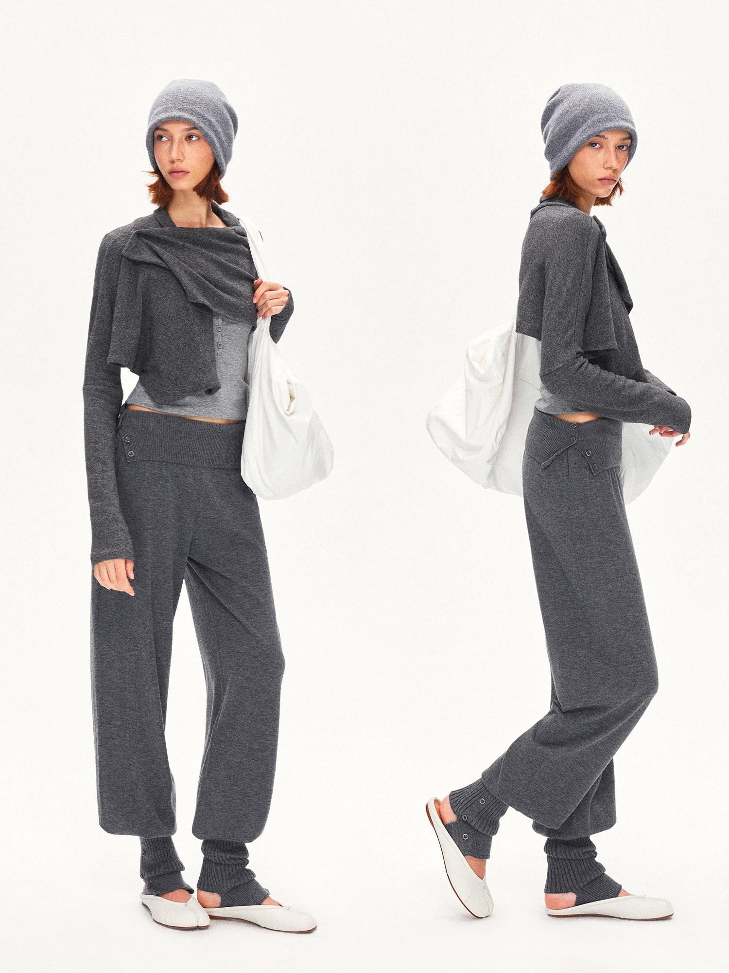 kvkv Deep Gray Angora Blend Two Way Asymmetric Hem Women&
