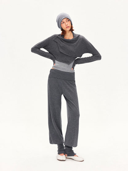 kvkv Deep Gray Angora Blend Two Way Asymmetric Hem Women&