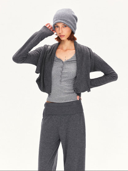 kvkv Deep Gray Angora Blend Two Way Asymmetric Hem Women&