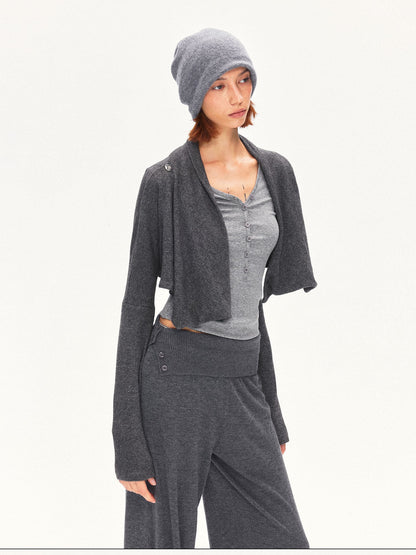 kvkv Deep Gray Angora Blend Two Way Asymmetric Hem Women&