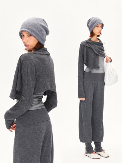 kvkv Deep Gray Angora Blend Two Way Asymmetric Hem Women&