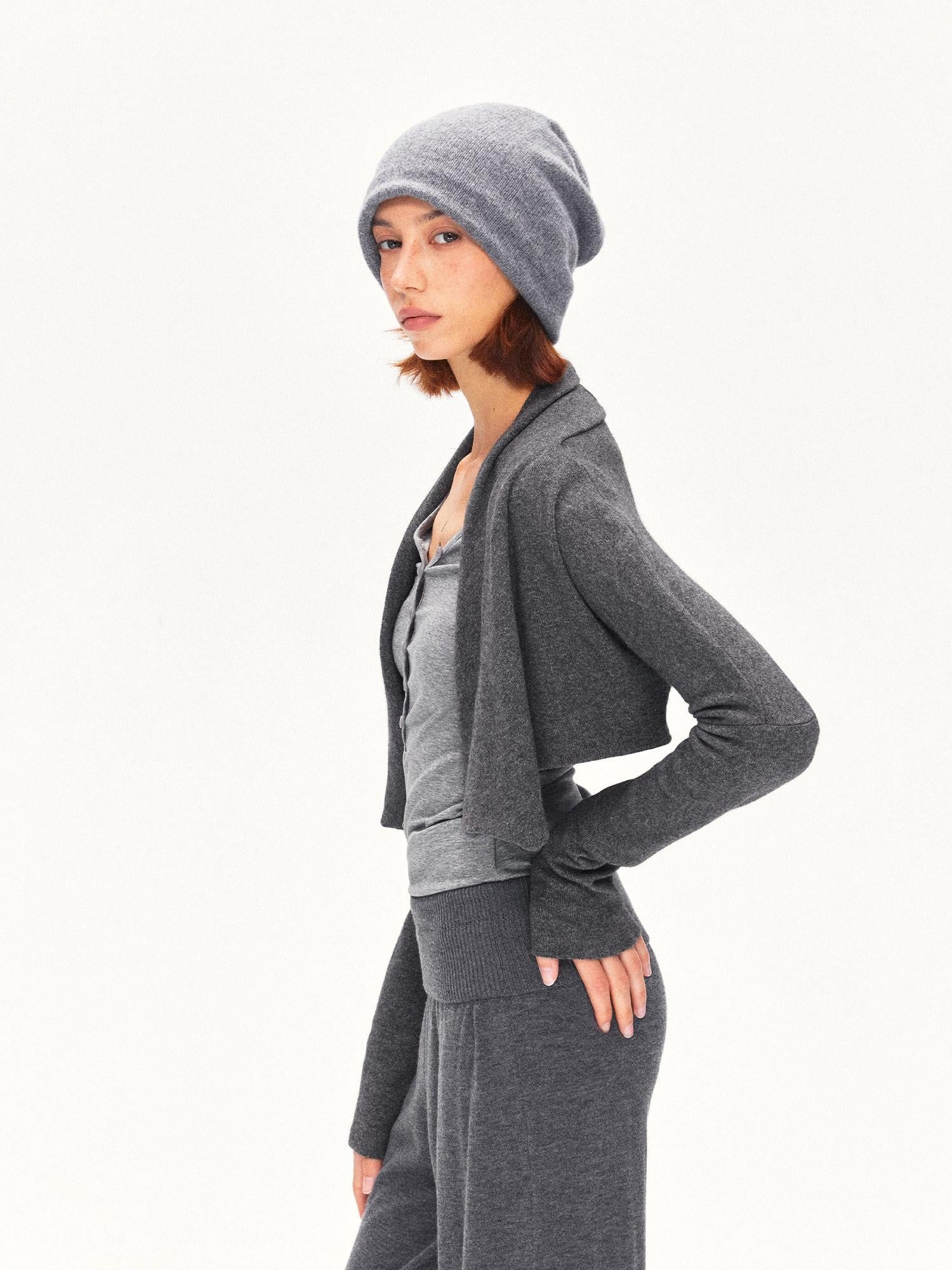 kvkv Deep Gray Angora Blend Two Way Asymmetric Hem Women&
